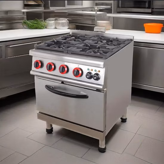 Commercial 4 Four Gas Burner with Gas Oven Hotel Restaurant Kitchen Equipment