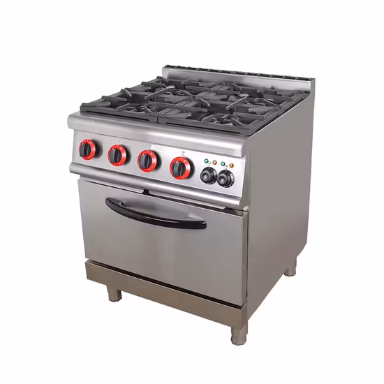 Commercial 4 Four Gas Burner with Gas Oven Hotel Restaurant Kitchen Equipment